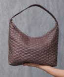 Women's brown bag with quilted eco-leather