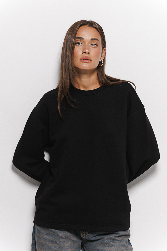 Жіночий світшот oversize без манжет чорний