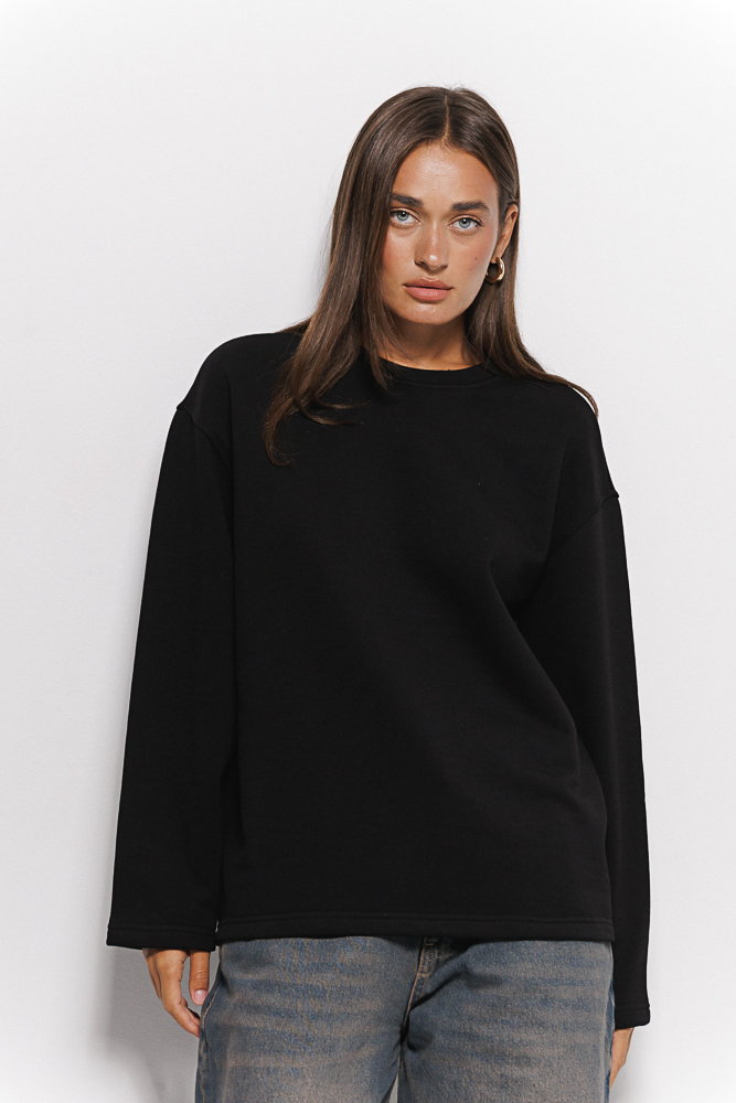 Жіночий світшот oversize без манжет чорний