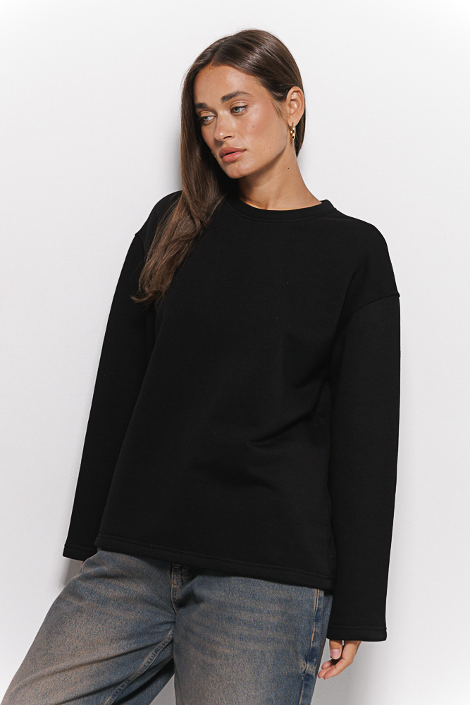 Жіночий світшот oversize без манжет чорний