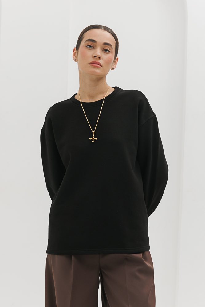 Жіночий світшот oversize без манжет чорний