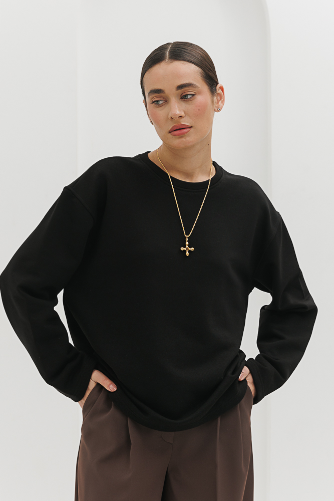 Жіночий світшот oversize без манжет чорний