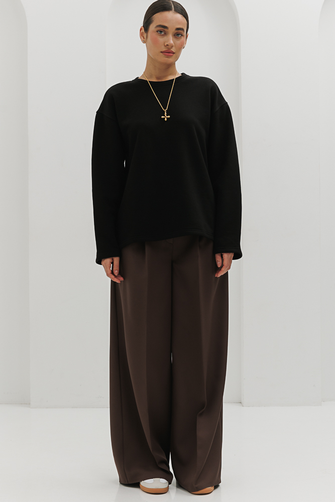 Жіночий світшот oversize без манжет чорний