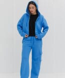 Light blue women's tracksuit with zippered hoodie