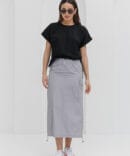 Gray raincoat midi skirt with a slit at the back