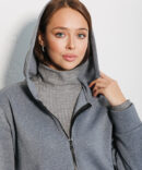 Women's oversize hoodie with a zipper gray with melange