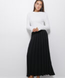 Long black knitted skirt with a pleated effect.