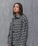 Women's oversize black houndstooth short coat