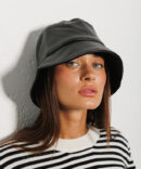 Women's leather panama hat in black