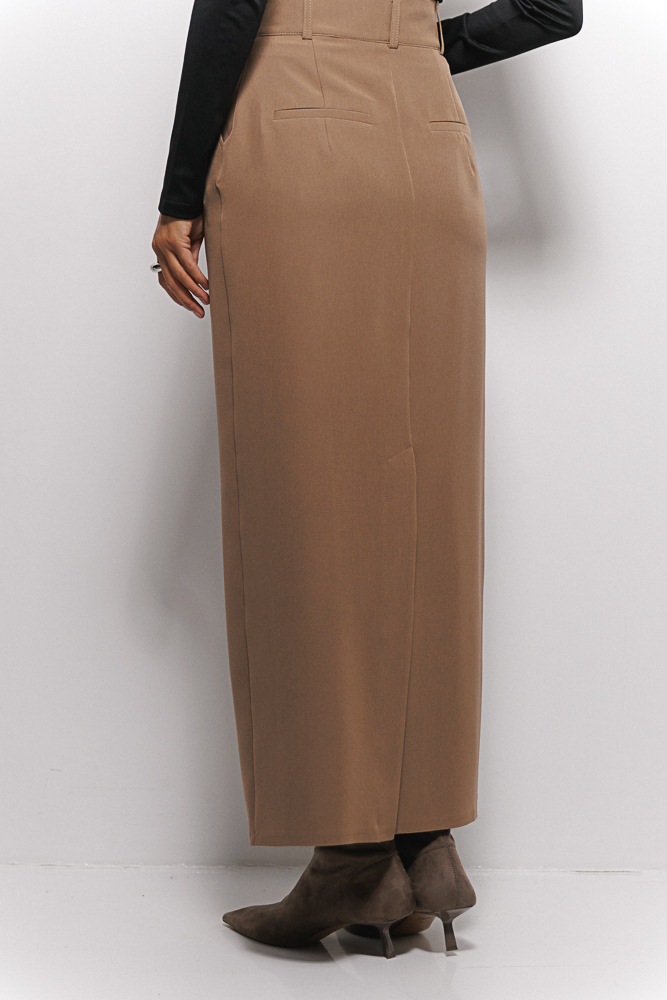 Long pencil skirt from a dark beige suit