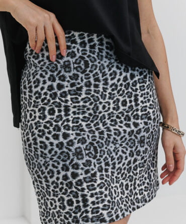 Milk mini skirt with a leopard print.