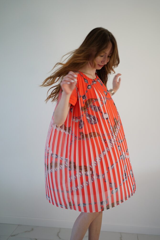 Terracotta corrugated dress