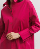 Women's oversize fuchsia shirt with a yoke on the back