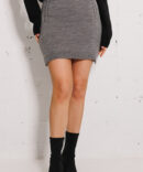 Knitted miniskirt dark gray with pigtails at the top