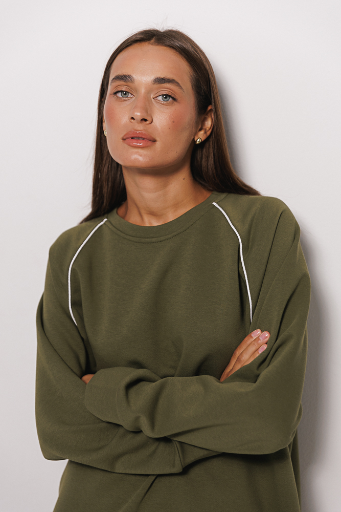 Women's oversize sweatshirt with raglan sleeves dark khaki