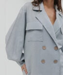 Women's linen jacket in gray with voluminous sleeves