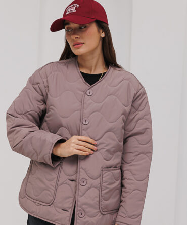 Demi-season mocha jacket quilted with waves