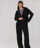 Women's tracksuit black with zip hoodie and straight pants