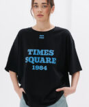 Жіноча футболка oversize з написом Times Square чорна