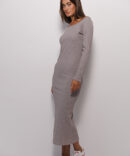 Beige knitted sheath dress with melange