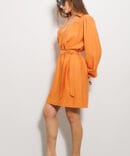 Rust short dress with long sleeves.