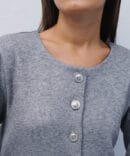 Short knitted cardigan with buttons gray