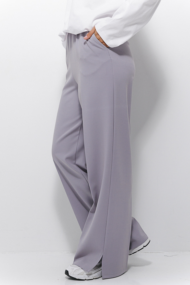 Women's gray trousers with slits on the sides