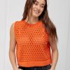 В`язаний ажурний кроп-топ oversize помаранчевий