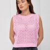 В`язаний ажурний кроп-топ oversize світло-рожевий