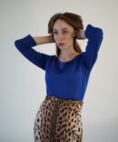 Dress with leopard bottom navy blue