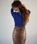 Dress with leopard bottom navy blue