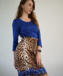 Dress with leopard bottom navy blue