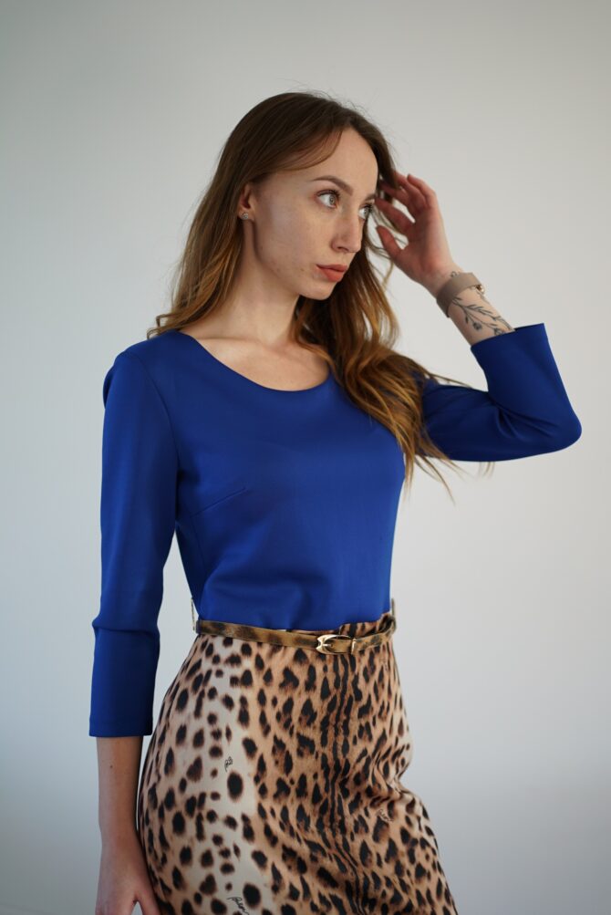 Dress with leopard bottom navy blue