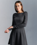 Short knitted dress with long sleeves, dark gray