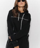 Women's hoodie black with white edging