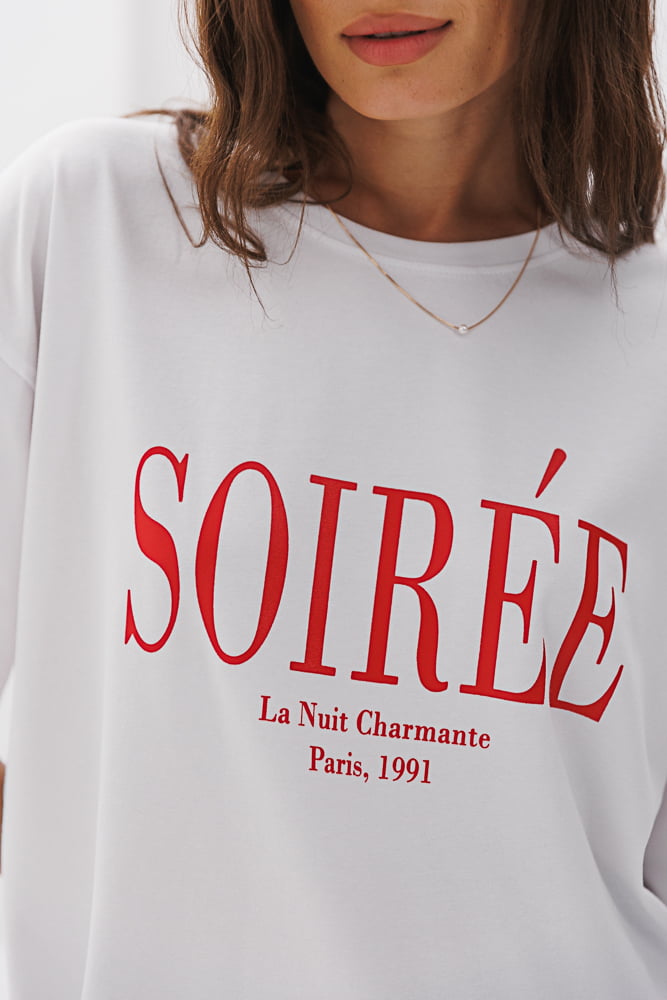 Women's T-shirt white with a print Soirée La Nuit Charmante Paris