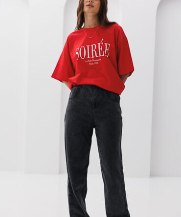 Women's T-shirt red with a print Soirée La Nuit Charmante Paris