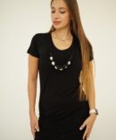 Black tunic on the front with beads