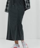 A midi skirt made of dark gray melange knit