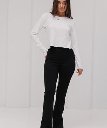 Women's flared trousers black with slits at the bottom