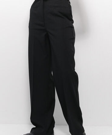 Women's classic black pants with imitation pockets on the front