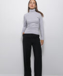 Warm Women's Turtleneck in Gray with Melange Texture.