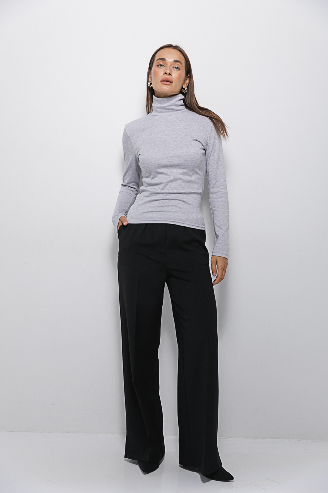 Warm Women's Turtleneck in Gray with Melange Texture.