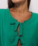 Oversize blouse green with bow ties on the front