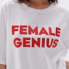 Жіноча футболка оверсайз з написом Female genius біла