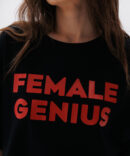 Жіноча футболка оверсайз з написом Female genius чорна