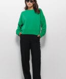 Women's oversize sweatshirt green with a figured cuff