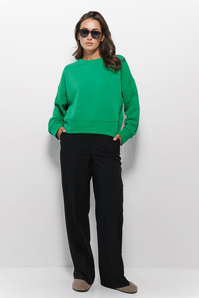 Women's oversize sweatshirt green with a figured cuff