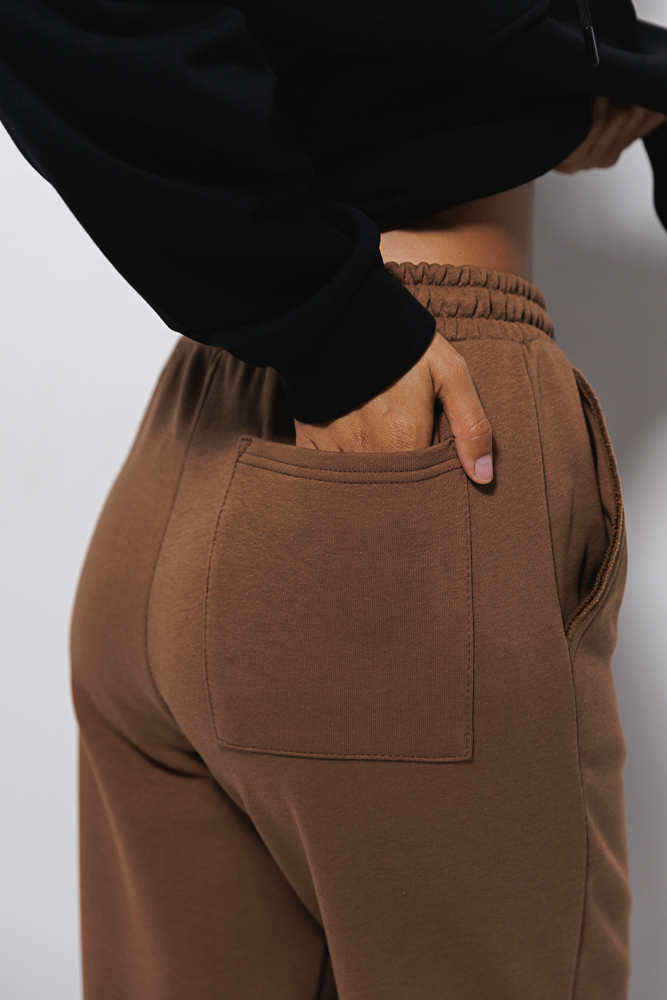 Brown Women's Sweatpants with a Back Pocket