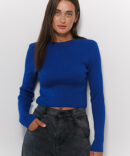 Cropped knitted blouse electrician with long sleeves